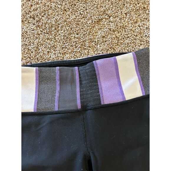 Lululemon  Women's Capri Pants Size 2 Black Striped Waistband Casual - Picture 3 of 6